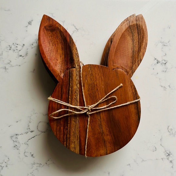 Pier 1 Accents Pier Easter Bunny Wood Coasters Poshmark